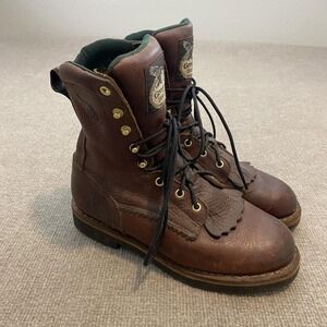 Georgia Boot Farm & Ranch Boots Mens Size 7 Brown Leather Lace Up Work G7014